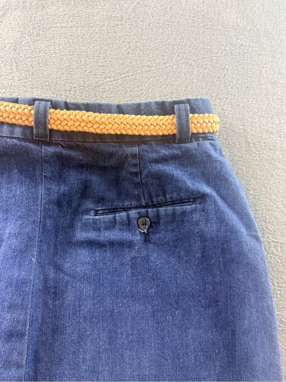 DEECEE - Vintage Dark Blue Denim Midi Skirt with Tan Braided Belt - Picture 5 of 10